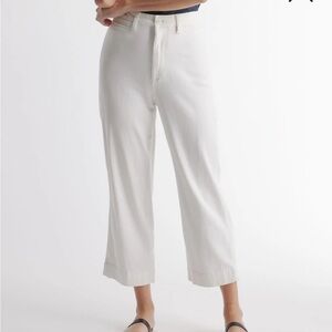 Organic Stretch Cotton Twill Wide-Leg Crop Pants